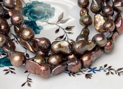 12-13x20-22 mm AA Copper Brown Freshwater Pearl Beads Genuine Freshwater Baroque Pearls #P2573