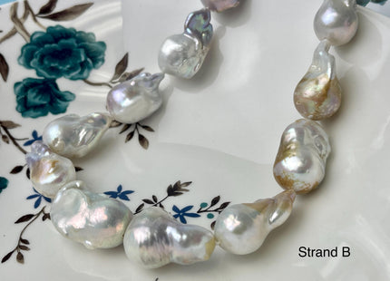 One-Of-A-Kind 15-20x23-31 mm Large Baroque Freshwater Pearl Beads Genuine Natural White and Seaweed Pink Freshwater Baroque Pearls #P2572