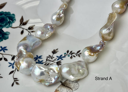 One-Of-A-Kind 15-20x23-31 mm Large Baroque Freshwater Pearl Beads Genuine Natural White and Seaweed Pink Freshwater Baroque Pearls #P2572