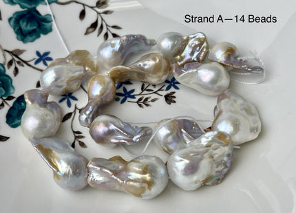 One-Of-A-Kind 15-20x23-31 mm Large Baroque Freshwater Pearl Beads Genuine Natural White and Seaweed Pink Freshwater Baroque Pearls #P2572