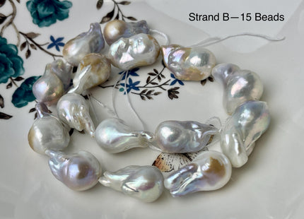 One-Of-A-Kind 15-20x23-31 mm Large Baroque Freshwater Pearl Beads Genuine Natural White and Seaweed Pink Freshwater Baroque Pearls #P2572