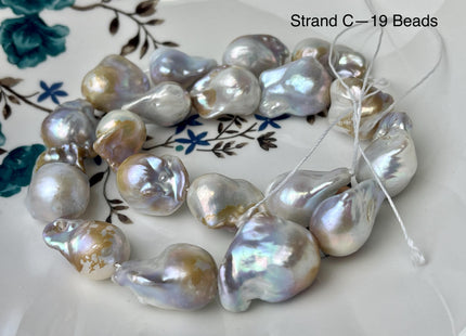 One-Of-A-Kind 15-20x23-31 mm Large Baroque Freshwater Pearl Beads Genuine Natural White and Seaweed Pink Freshwater Baroque Pearls #P2572