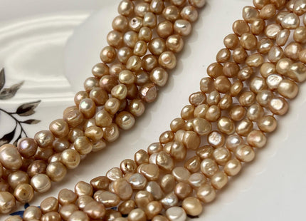 5-7 mm AA Champagne Color Freshwater Pearl Potato Nugget Beads Genuine Natural reshwater Pearls #P2575