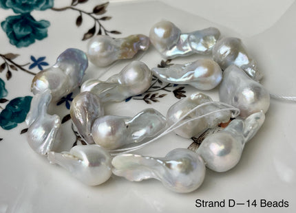 One-Of-A-Kind 15-20x23-31 mm Large Baroque Freshwater Pearl Beads Genuine Natural White and Seaweed Pink Freshwater Baroque Pearls #P2572