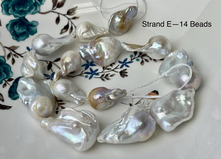 One-Of-A-Kind 15-20x23-31 mm Large Baroque Freshwater Pearl Beads Genuine Natural White and Seaweed Pink Freshwater Baroque Pearls #P2572