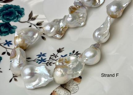 One-Of-A-Kind 15-20x23-31 mm Large Baroque Freshwater Pearl Beads Genuine Natural White and Seaweed Pink Freshwater Baroque Pearls #P2572