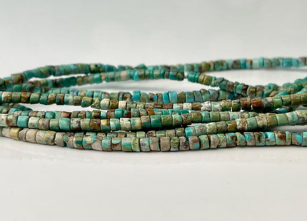 3 mm Genuine Turquoise Heishi Rondelle Shape Genuine Rare Natural Blue Green Color Turquoise Gemstones Loose Beads 15.5 Inches Strand #4479