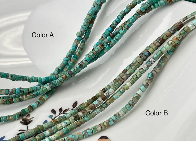 3 mm Genuine Turquoise Heishi Rondelle Shape Genuine Rare Natural Blue Green Color Turquoise Gemstones Loose Beads 15.5 Inches Strand #4479
