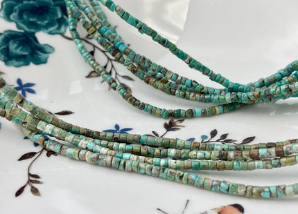 3 mm Genuine Turquoise Heishi Rondelle Shape Genuine Rare Natural Blue Green Color Turquoise Gemstones Loose Beads 15.5 Inches Strand #4479