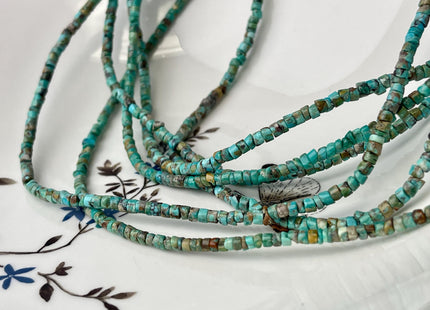 3 mm Genuine Turquoise Heishi Rondelle Shape Genuine Rare Natural Blue Green Color Turquoise Gemstones Loose Beads 15.5 Inches Strand #4479