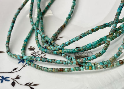 3 mm Genuine Turquoise Heishi Rondelle Shape Genuine Rare Natural Blue Green Color Turquoise Gemstones Loose Beads 15.5 Inches Strand #4479