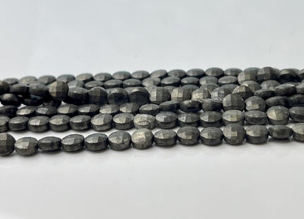 6 mm Micro Faceted Diamond Cut Pyrite Flat Coin Disc Shape Gemstone Beads Genuine Natural Gray and Golden Black Color 15 Inches Strand #4480