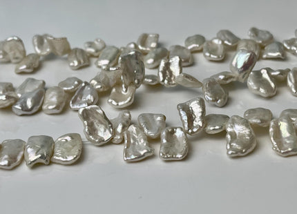 10x13-15mm AAAA Top Drilled Natural White Biwa Genuine High Luster Freshwater Keshi Biwa Pearl Beads  #P2576