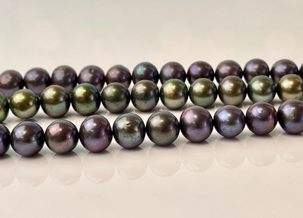 10.5-11 mm AA Peacock Or Green Semi Round Freshwater Pearls Genuine Smooth And Round Freshwater Pearls #P2578