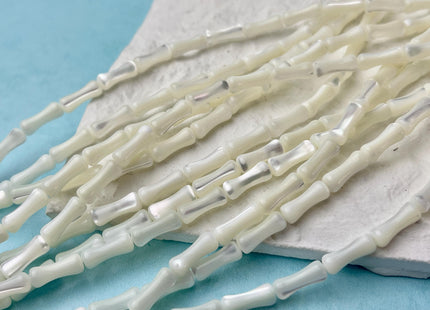 4x8 mm 5x13 mm Bamboo Bone Shape Natural Mother of Pearl Gemstone White MOP Gemstone Beads 15.5 Inches Strand #4481
