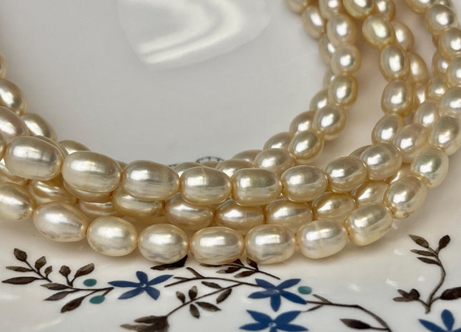 7x9 mm AAA High Luster Multi Light Gold Champagne Rice/Oval Freshwater Pearl Beads Genuine Freshwater Pearl #P2581