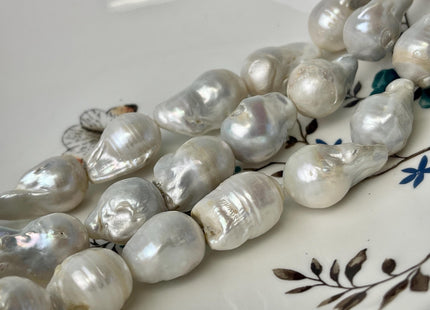 13-16x22-25 mm Natural White Teardrop Baroque Freshwater Pearl C Grade #P2583