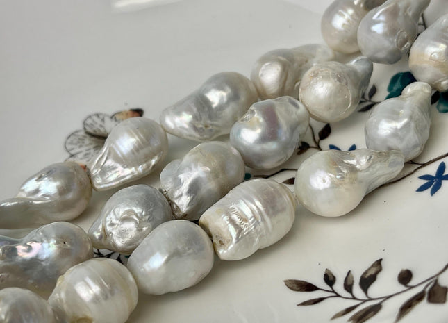 13-16x22-25 mm Natural White Teardrop Baroque Freshwater Pearl C Grade #P2583