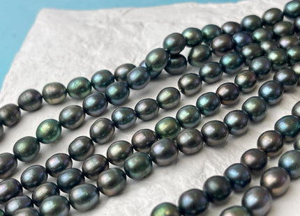 6x7 mm Olive Green Rice/Oval Genuine Freshwater Pearl Beads Oval Freshwater Pearls #282