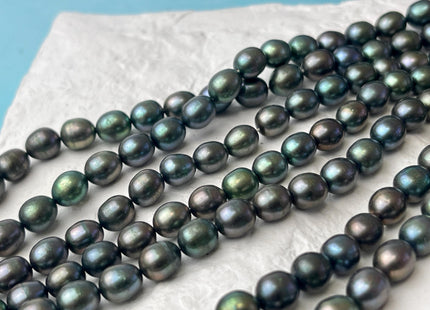 6x7 mm Olive Green Rice/Oval Genuine Freshwater Pearl Beads Oval Freshwater Pearls #282