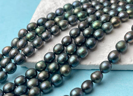6x7 mm Olive Green Rice/Oval Genuine Freshwater Pearl Beads Oval Freshwater Pearls #282