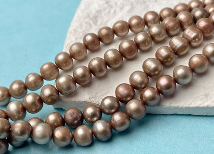 6.5-7 mm Beige Champagne Color Potato Freshwater Pearl Beads Genuine Freshwater Pearl Beads 60 Beads #P2586