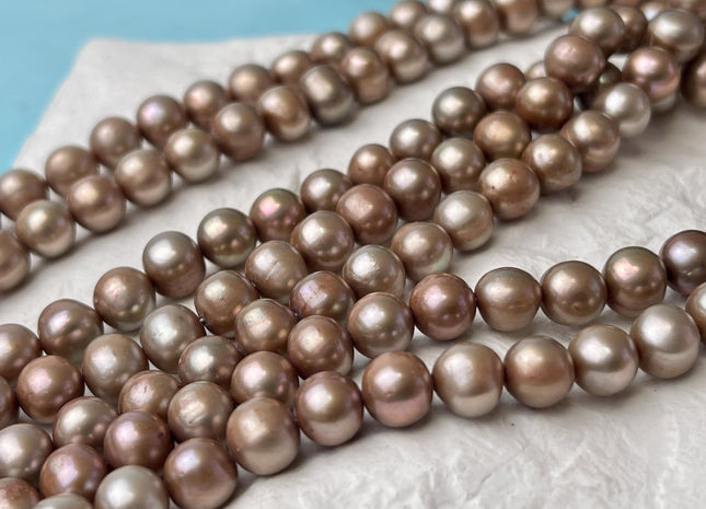 6.5-7 mm Beige Champagne Color Potato Freshwater Pearl Beads Genuine Freshwater Pearl Beads 60 Beads #P2586