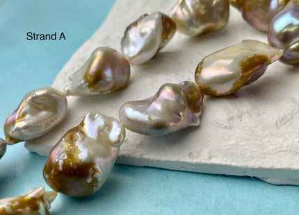 17-22x19-31mm AA Very Rare Natural White Pink Mixed Freshwater Keshi Pearl Genuine High Luster Natural Jumbo Keshi Nugget Pearls #P2593