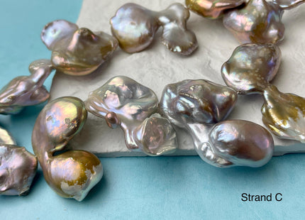 17-22x19-31mm AA Very Rare Natural White Pink Mixed Freshwater Keshi Pearl Genuine High Luster Natural Jumbo Keshi Nugget Pearls #P2593