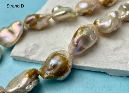 17-22x19-31mm AA Very Rare Natural White Pink Mixed Freshwater Keshi Pearl Genuine High Luster Natural Jumbo Keshi Nugget Pearls #P2593