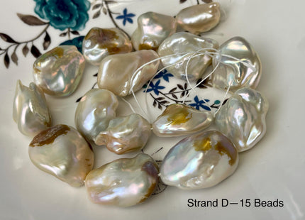 17-22x19-31mm AA Very Rare Natural White Pink Mixed Freshwater Keshi Pearl Genuine High Luster Natural Jumbo Keshi Nugget Pearls #P2593