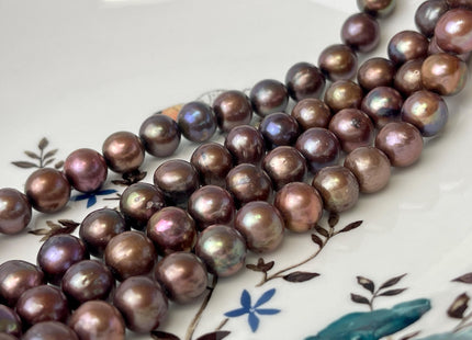 9.5-10mm Copper Brown Off Round Freshwater Pearl Beads Genuine Dark Brown Potato Freshwater Pearls #P2597