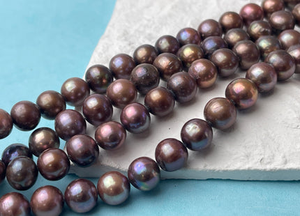 9.5-10mm Copper Brown Off Round Freshwater Pearl Beads Genuine Dark Brown Potato Freshwater Pearls #P2597