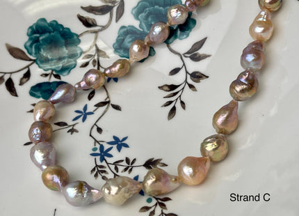 9-11x12-14 mm AAA Rare Mixed Natural Mauve Pink Baroque Pearl Genuine Quality Teardrop Edison Pearl With Iridescent Color #P2603