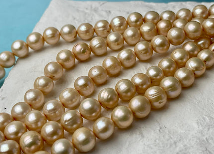 9-9.5 mm Semi Round Freshwater Pearl Beads Gold Champagne Color Genuine Cultured Freshwater Pearl Beads #P2598