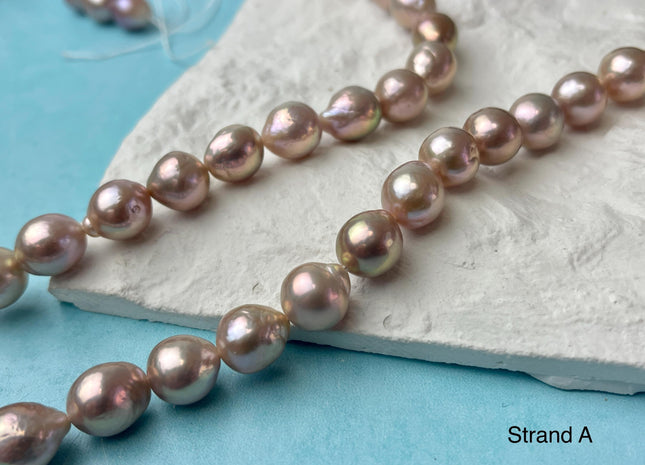 10-11x11-13 mm AAA Rare Mixed Natural Mauve Pink Baroque Pearl Genuine Quality Edison Pearl With Iridescent Color #P2604