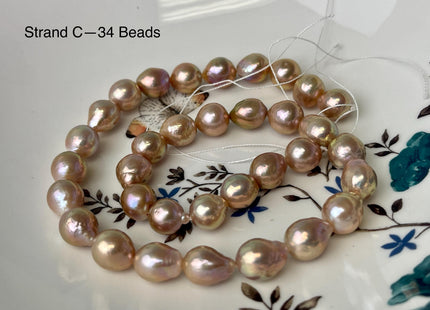 10-11x11-13 mm AAA Rare Mixed Natural Mauve Pink Baroque Pearl Genuine Quality Edison Pearl With Iridescent Color #P2604