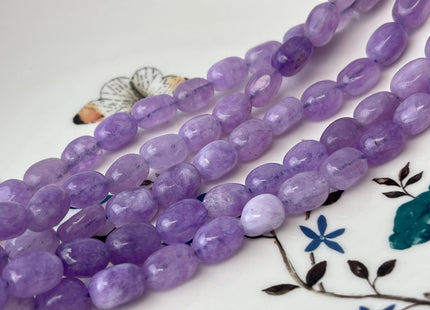 7x11 mm Purple Color Dyed Jade Gemstone Beads Amethyst Color Pebble Nugget Shape Loose Beads 15.5 Inches Strand #4482