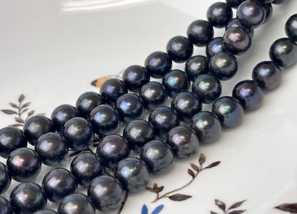 10mm AAA Rare Black Peacock Round Freshwater Pearls Genuine Perfect Round Pearl Beads 42 Beads #P2599