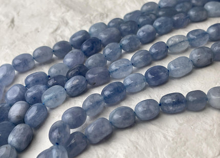 7x11 mm Multi Blue Color Dyed Jade Gemstone Beads Aquamarine Color Pebble Nugget Shape Loose Beads 15.5 Inches Strand #4485