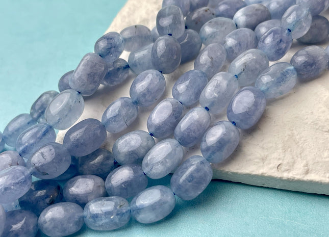 7x11 mm Multi Blue Color Dyed Jade Gemstone Beads Aquamarine Color Pebble Nugget Shape Loose Beads 15.5 Inches Strand #4485