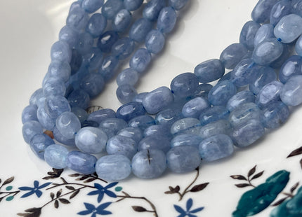 7x11 mm Multi Blue Color Dyed Jade Gemstone Beads Aquamarine Color Pebble Nugget Shape Loose Beads 15.5 Inches Strand #4485
