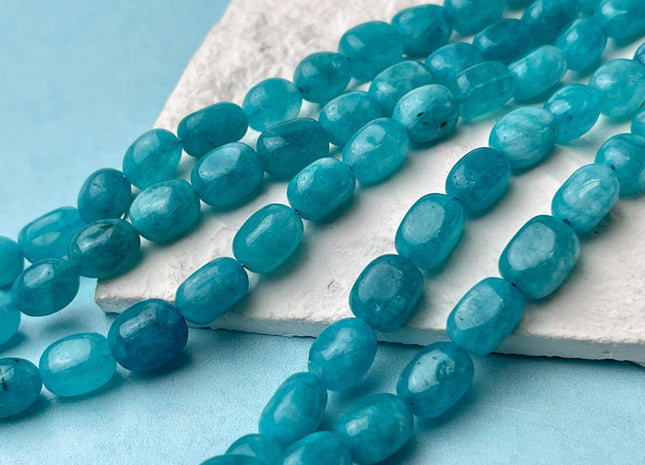 7x11 mm Multi Blue Color Dyed Jade Gemstone Beads Amazonite Color Pebble Nugget Shape Loose Beads 15.5 Inches Strand #4486