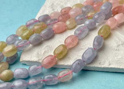 7x11 mm Multi Blue Pink Yellow Color Dyed Jade Gemstone Beads Morganite Color Pebble Nugget Shape Loose Beads 15.5 Inches Strand #4487