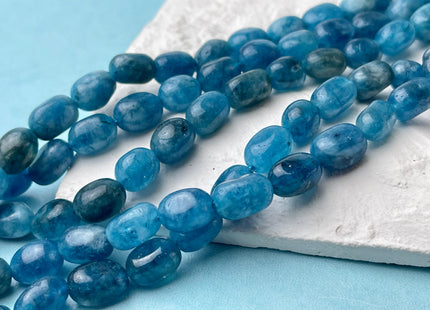 7x11 mm Multi Blue Color Dyed Jade Gemstone Beads Apatite Color Pebble Nugget Shape Loose Beads 15.5 Inches Strand #4488