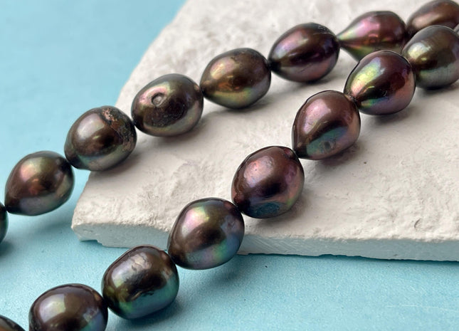 10x12-13 mm Dark Brown Color Freshwater Rice/Oval Pearls Genuine Freshwater Rice Pearl Beads #P2600