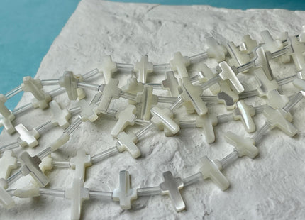 7x12 mm Cross Shape Natural Mother of Pearl Gemstone Beads Genuine MOP Gemstones Loose Beads 15.5 Inches Strand 30 Pieces #4491