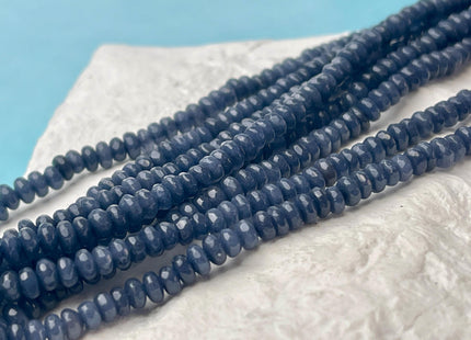 2x4mm 4x6mm 5x8mm Faceted Rondelle Dark Blue Color Agate Gemstone Beads Genuine Agate Gemstone Loose Beads 15 Inches Strand #4492