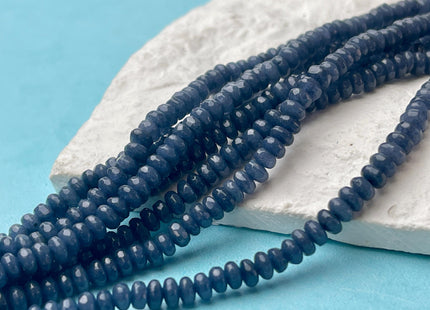 2x4mm 4x6mm 5x8mm Faceted Rondelle Dark Blue Color Agate Gemstone Beads Genuine Agate Gemstone Loose Beads 15 Inches Strand #4492