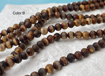 6mm AAA DZI Tibetan Agate Smooth Round Multi Orange White Gray Brown Color Agate High Quality Agate Gemstone Loose Beads #4493